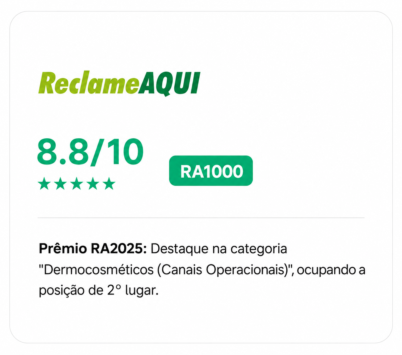 Selo Reclame Aqui — Prêmio RA2025